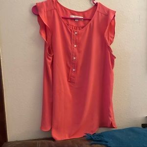 Silky coral blousey tiny sleeve LIZ CLABRORNE aLOFT